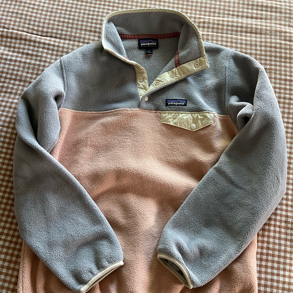 Patagonia Two-Tone Snap Pullover - Gray & Peach